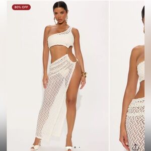 Ivory Crochet Cutout Bikini Dress Set